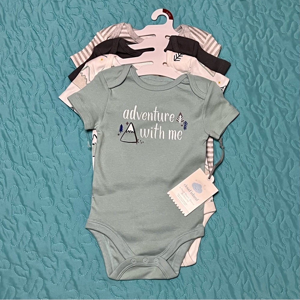 Cloud Island 4-pack short sleeved bodysuits. 3-6 months